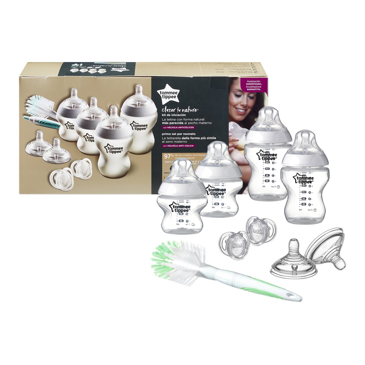 Kit naissance biberons verre closer to nature transparent Tommee Tippee