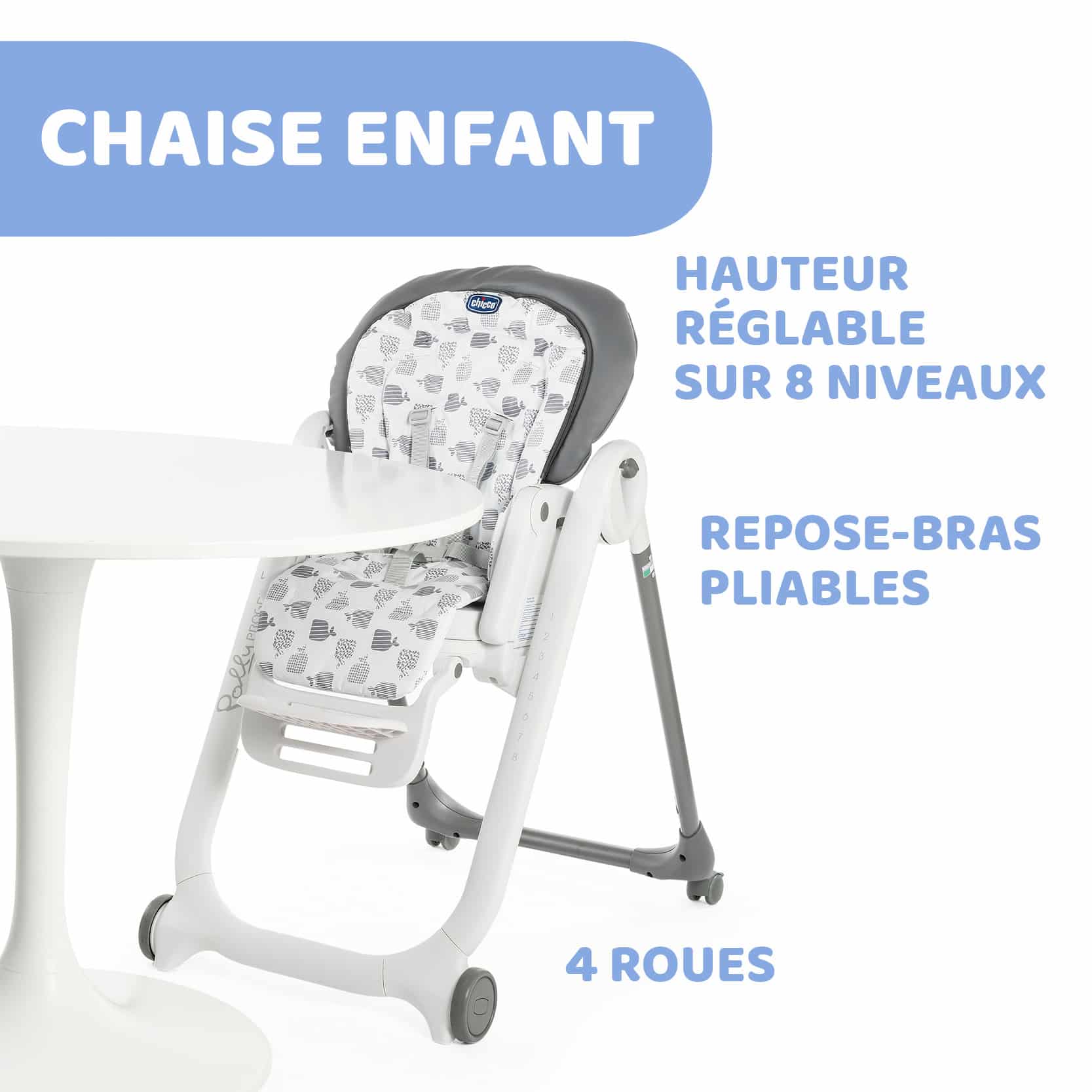 Chicco Chaise haute Polly Progres5 Gris 