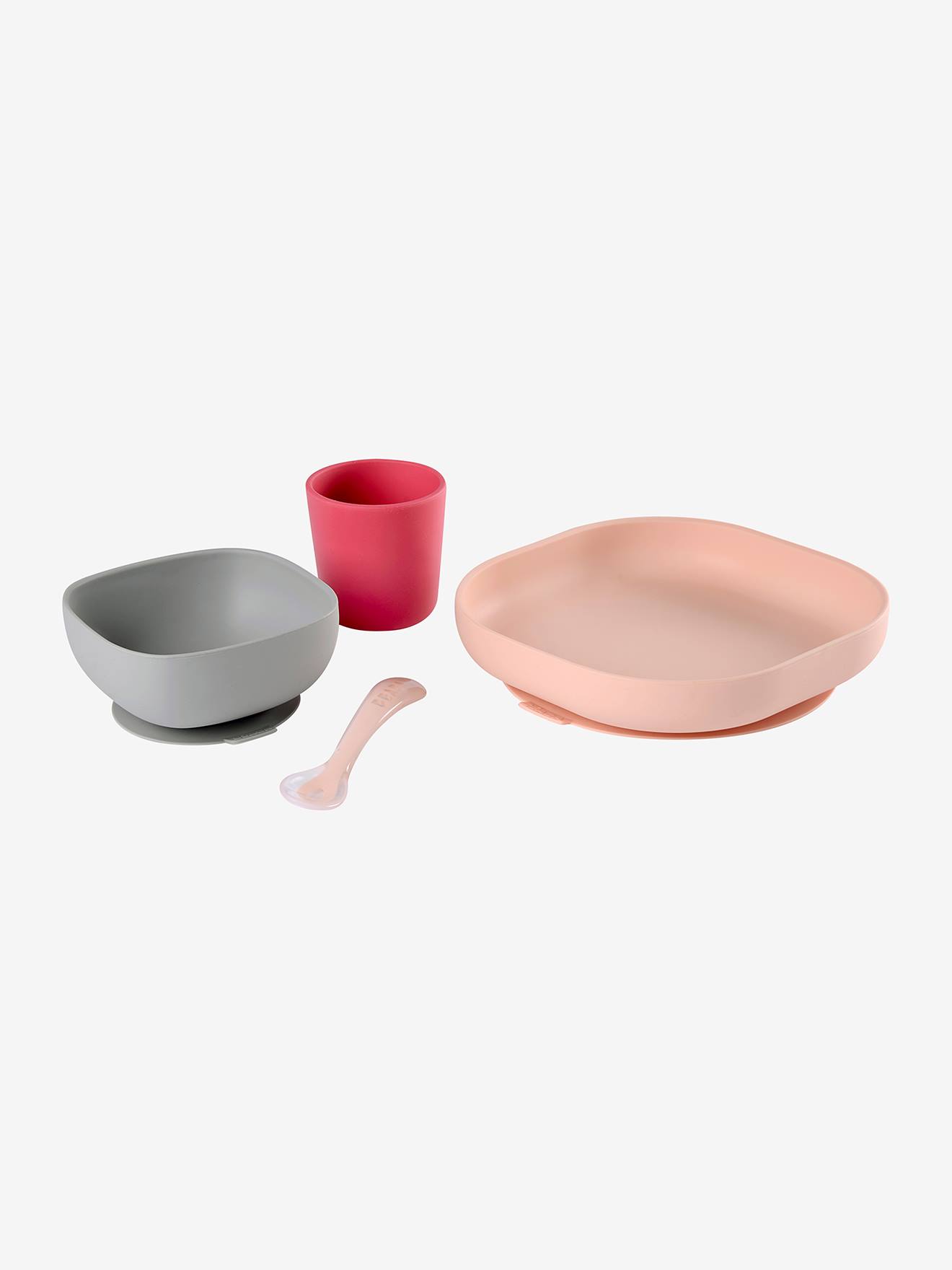 Beaba Set vaisselle 4 pièces silicone - Rose 