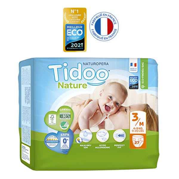 COUCHES JETABLES ÉCOLOGIQUES Tidoo 3 PACKS Taille 3 - 4/9 kg