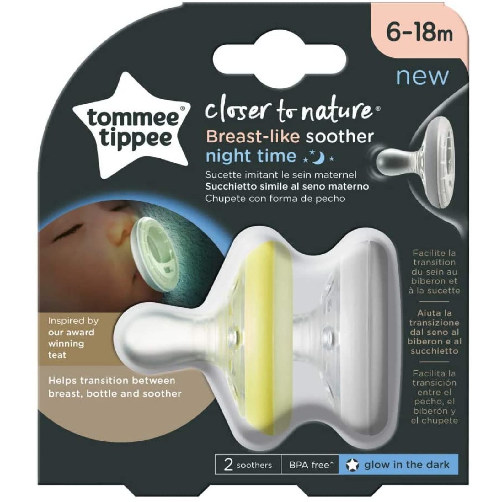 Pack de 2 sucettes nuit 18-36 mois my little star - Tommee Tippee