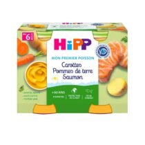 Retrouvez Hipp Carottes Pommes de terre Saumon dès 6 mois 2x190 g au meilleur prix sur Bebemaman.ma . Livraison partout au Maroc.