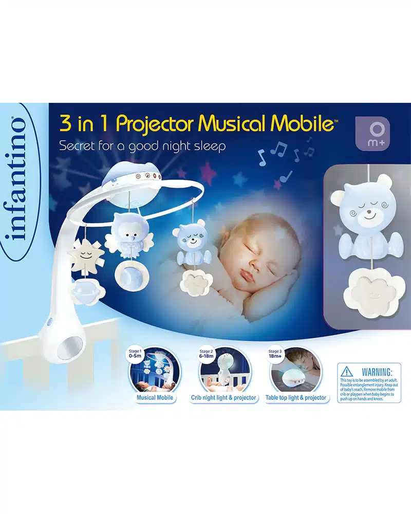 Infantino Mobile Musical Douce Nuit 3en1 – Bleu – 6 – bebemaman.ma