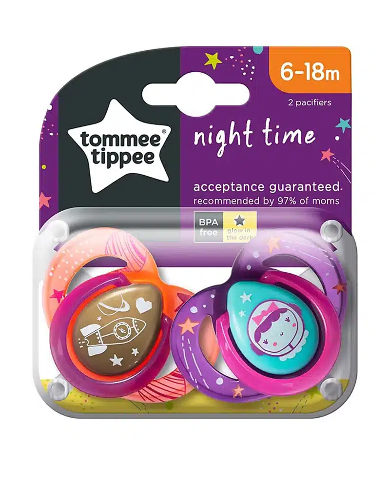 2 sucettes night time rose 6-18m - Tommee tippee