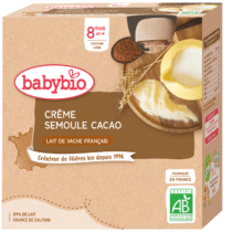 Retrouvez Babybio Crème Semoule Cacao 4 Gourdes 8m+ aux meilleurs prix sur Bebemaman.ma . Livraison à domicile partout au Maroc.