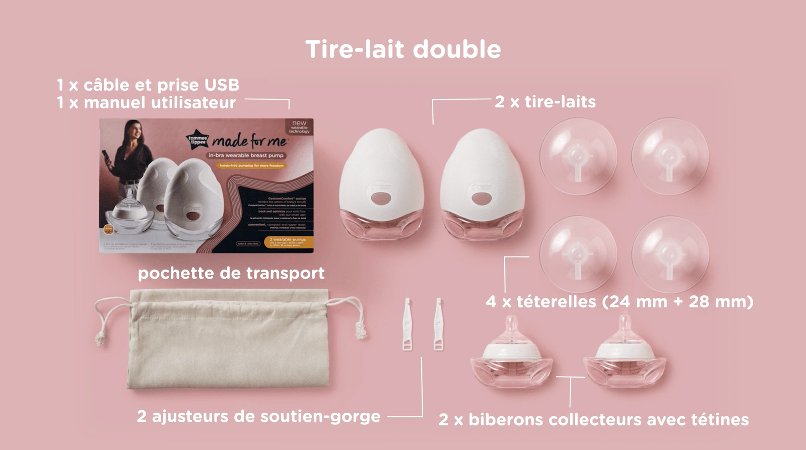 Bebemaman-Tommee Tippee Tire-lait portable Made for Me-Double