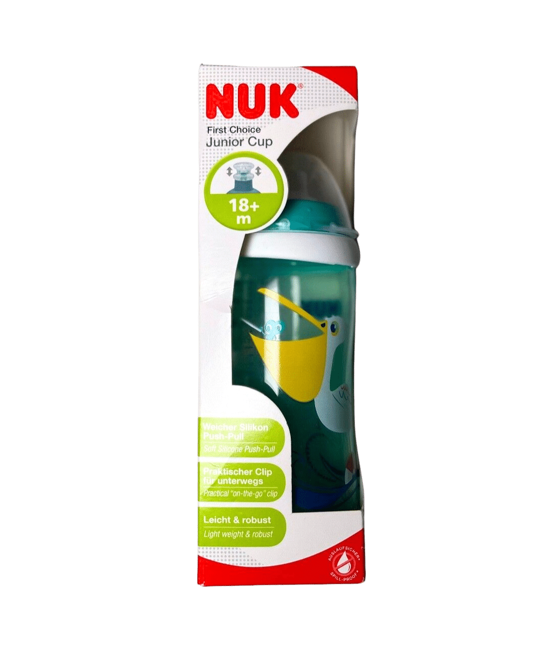 NUK Junior Cup Gourde d'apprentissage avec bec verseur et clip anti-fuite  sans BPA Bleu 300 ml