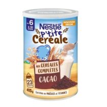 Retrouvez Nestle P’tite Céréale Cacao aux céréales complètes dès 6 mois aux meilleurs prix sur Bebemaman.ma . Livraison à domicile partout au Maroc. Paiement à la livraison.